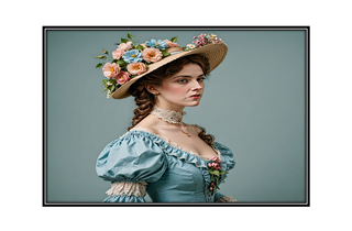 Victorian woman with flowered hat