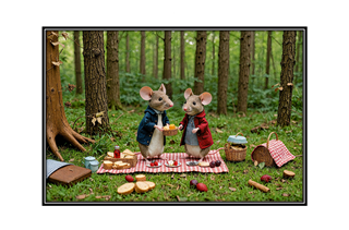 mouse picnic in the woods